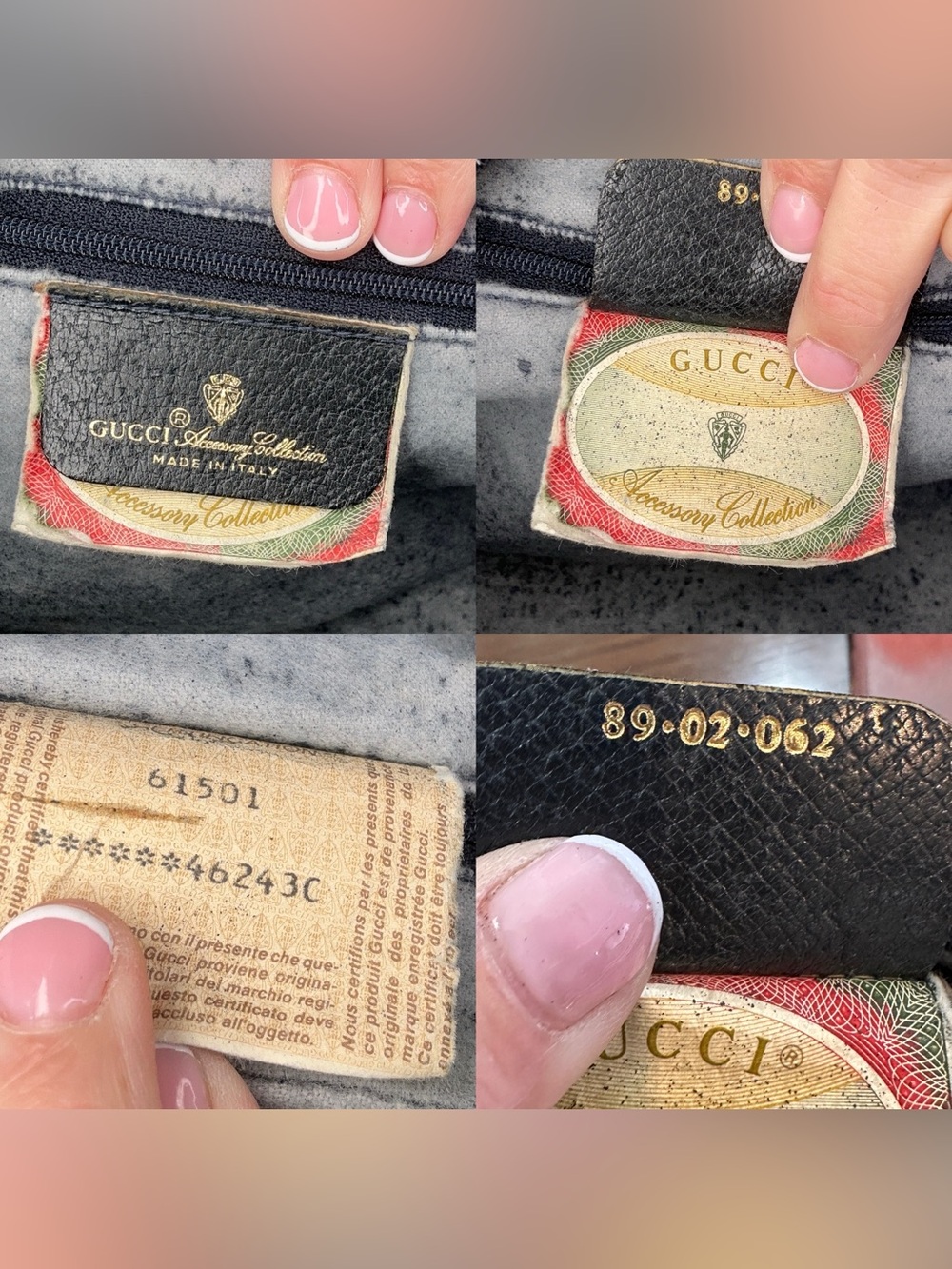 Vintage Gucci Accessory Collection Navy GG Tubular Boston Satchel w/ COA - Picture 13 of 16